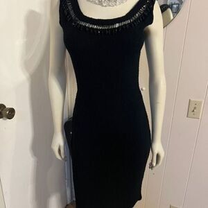 AMAZING BODYCON  Vintage 1950's Kimberly Black Beaded Hand Loomed 100% Wool Bouc